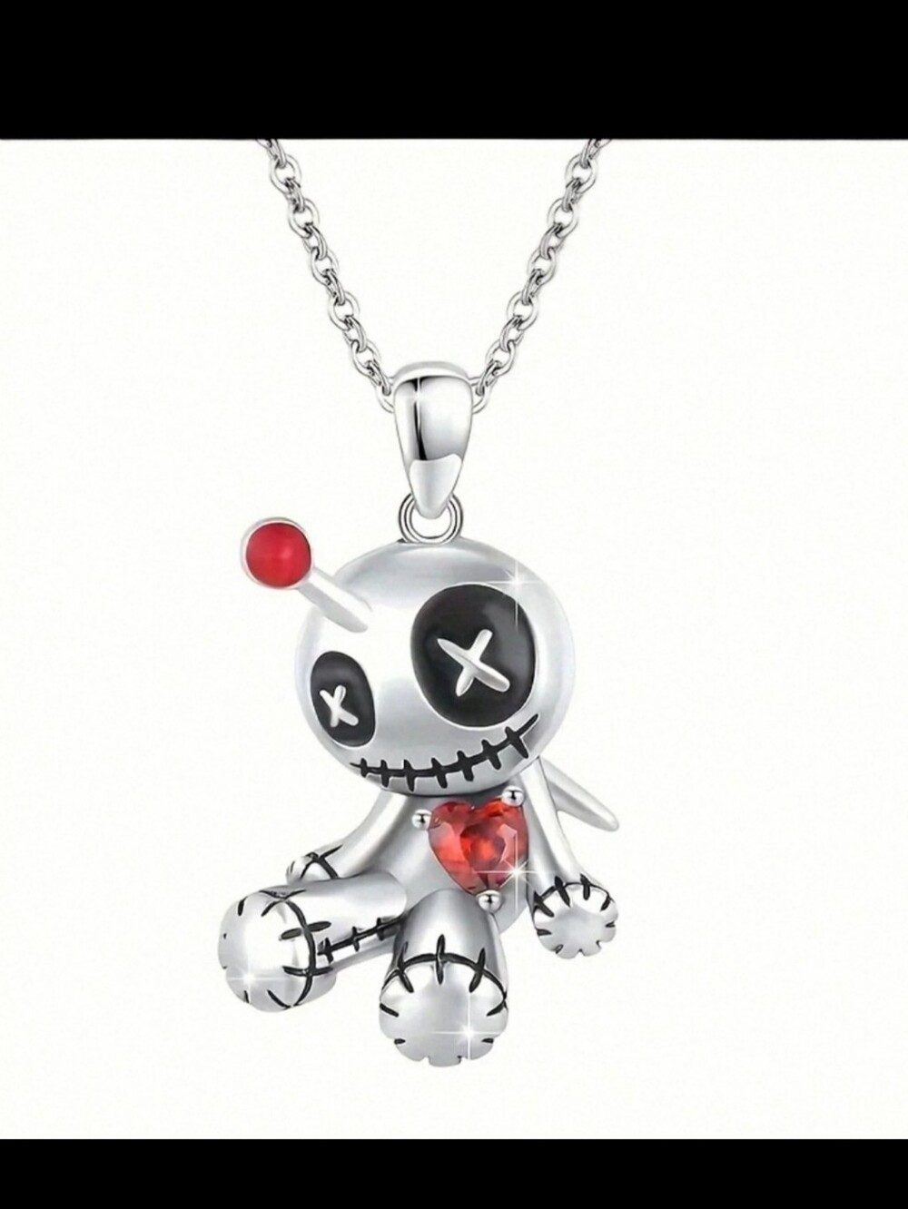 NEW* Silver Cartoon Voodoo Doll Necklace *NWT